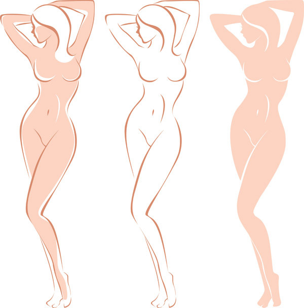 女性モデル裸体のシルエット female models body vector2