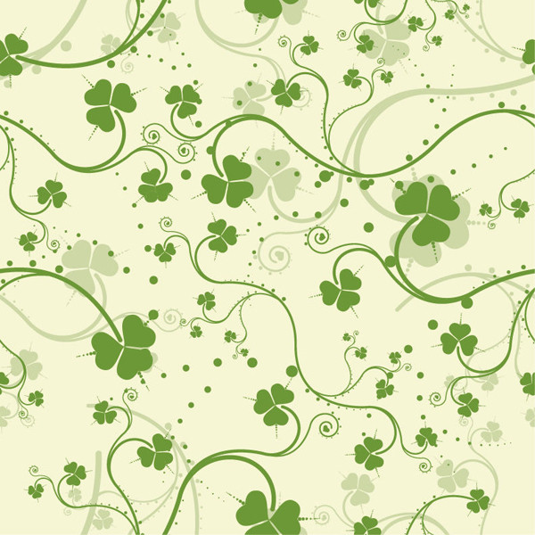 シームレスな緑の植物柄背景 Green Seamless Floral Vector Background