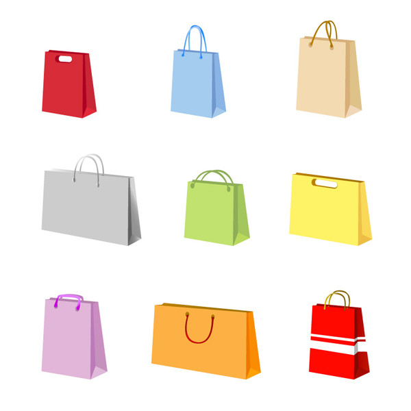 カラフルな紙袋のクリップアート variety of colorful clip art bag1