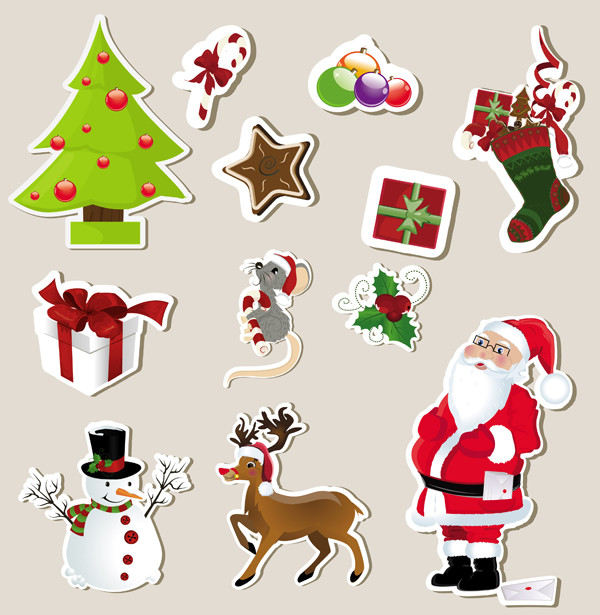 クリスマス飾りの切り抜き christmas stickers element