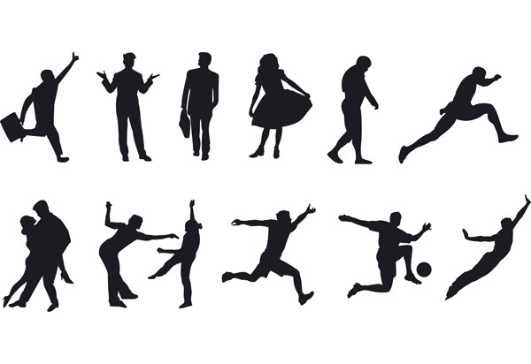 動きのある人体のシルエット Vector People Silhouettes