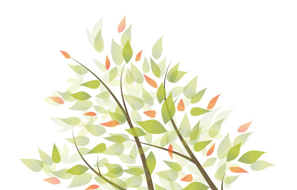 季節が変わる緑の葉 Green Leaves Vector Graphic Background