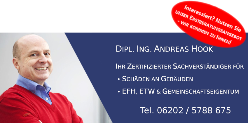 Dipl. Ing. Andreas Hook Zertifizierter Sachverständiger für Schäden an Gebäuden, Abnahme EFH, ETW & Gemeinschaftseigentum
