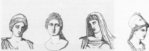 In der Reihenfolge: Hera, Aphrodite, Hestia, Pallas