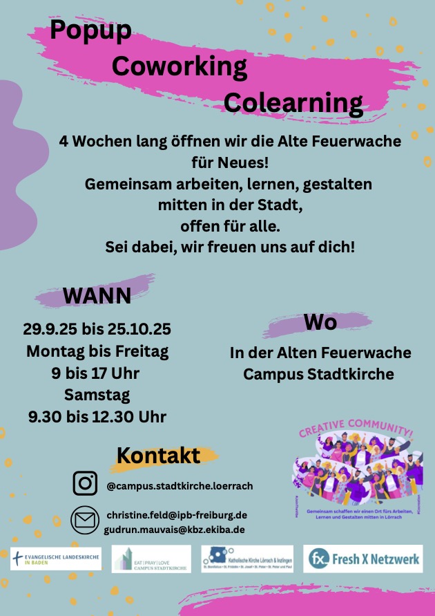 Popup Coworking / Colearning in der alten Feuerwache, 29. September - 25. Oktober 2025