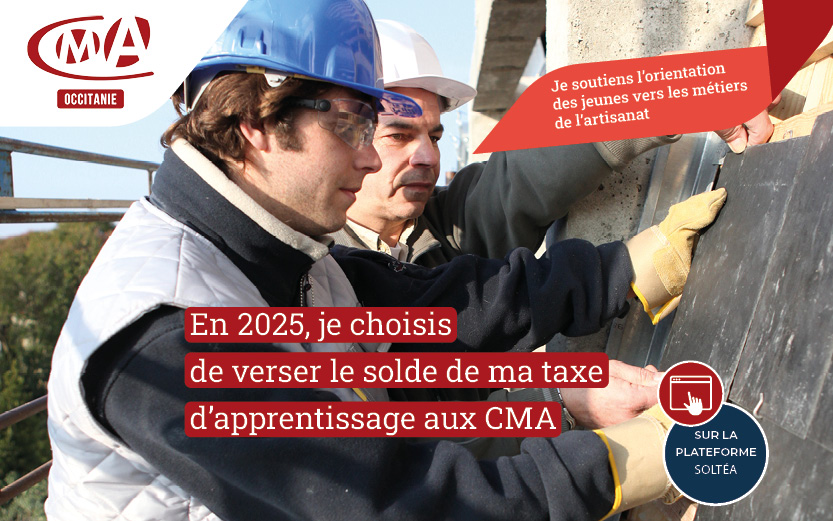 Attribuez le solde de votre taxe d’apprentissage à l’artisanat avec la CMA Hérault