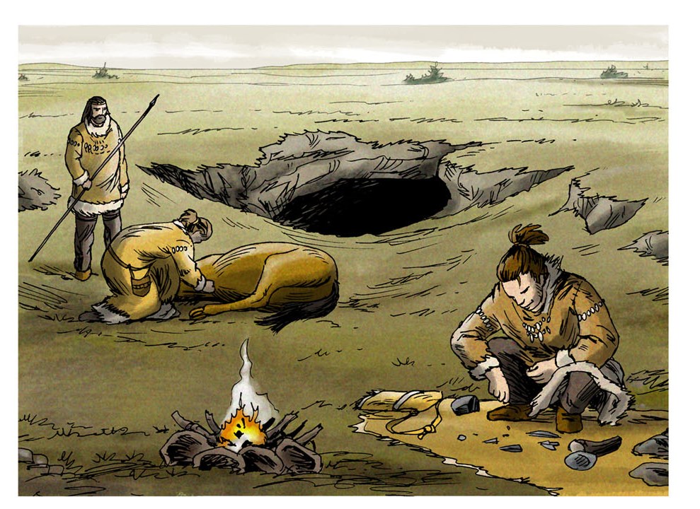 campement temporaire (dessin Eric Le Brun)