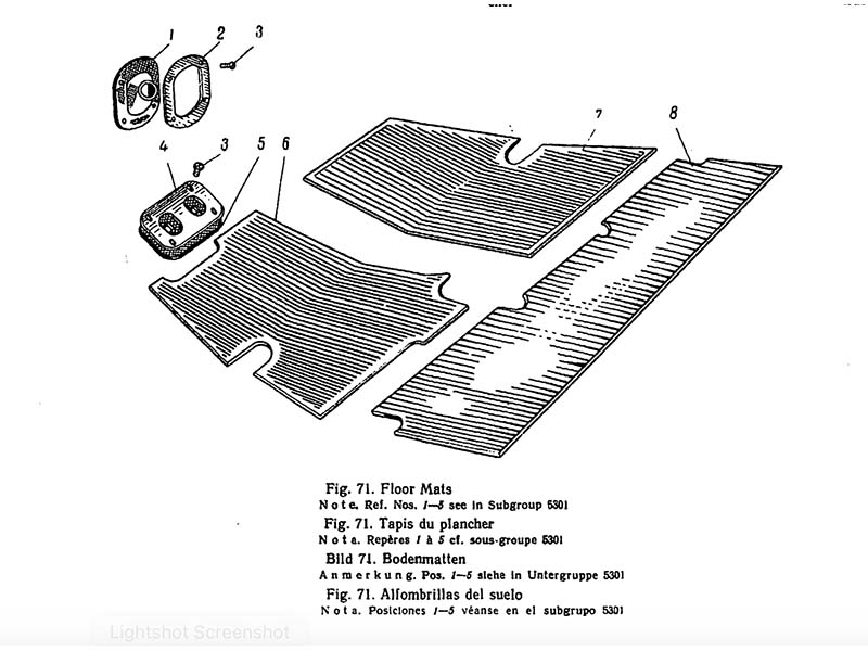 Gummimatten (Fußmatten) GAZ 69, GAZ 69A. Floor Mats GAS 69, GAS 69A. Коврики пола резиновые ГАЗ 69, ГАЗ 69А.
