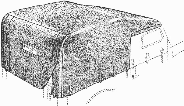 Plane (Verdeck) GAZ 69, GAZ 69A.  Canvas TOP GAS 69, GAS 69A.  Тент ГАЗ 69, ГАЗ 69А.