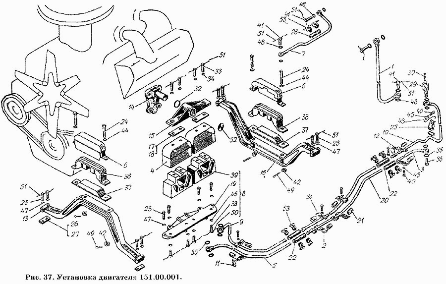 Motor Anbauteile, Leitungen und Motoraufhängung Motor Traktor T150, T150K (CCCP). Engine External Parts, lines and Engine mountings Engine USSR tractor T-150, T-150K. Двигатель и установка СССР трактора Т-150 Т-150К.
