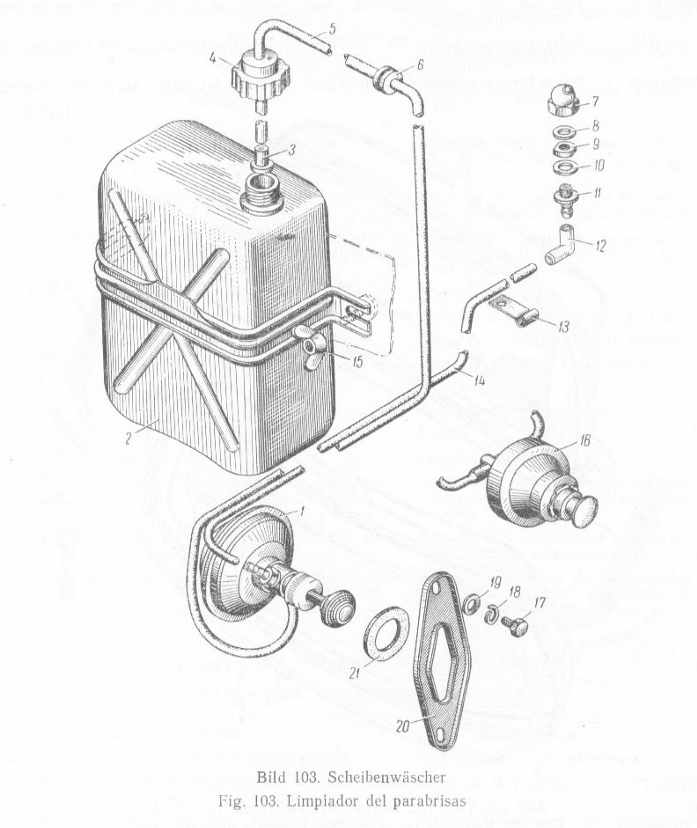 Frontscheibenwaschanlage Moskwitsch Moskwitch 408 / 412. Windscreen washers Moskvich 408 / 412. Омыватель стекла ветрового (лобового) окна (стекла) Москвич 408 / 412.