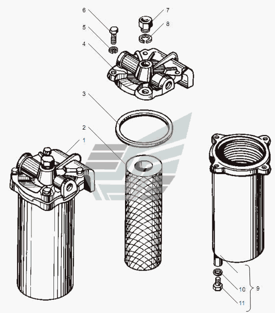 Kraftstofffilter grob Fuel Filter JAMZ 236/238. Fuel filter coarse YAMZ 236/238. Фильтр грубой очистки топлива ЯМЗ-236, -238, -238НБ.