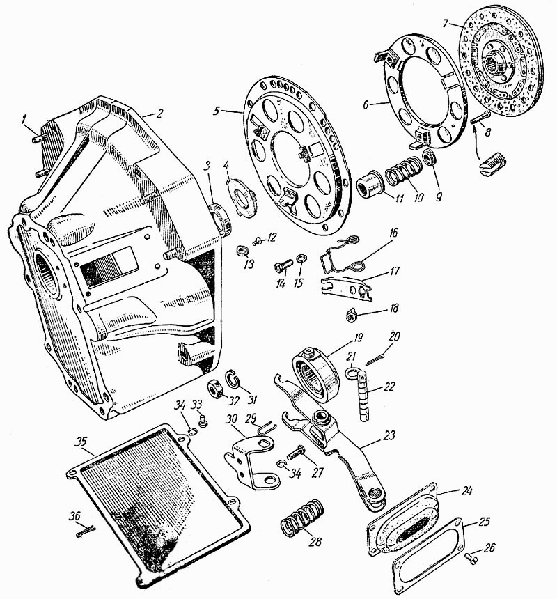 Kupplung ZAZ-966B (Motor 30 PS.) Clutch SAS-966B (Engine 30 HP) Механизм сцепления (Сцепление) ЗАЗ-966В Двигатель тридцатка.