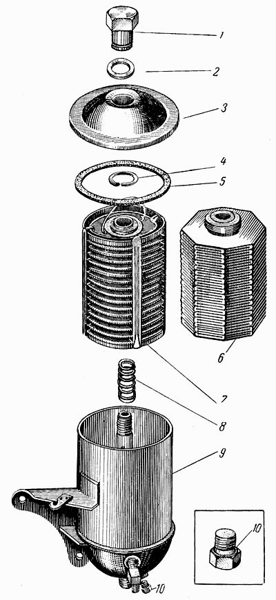 Ölfilter fein Motor Moskwitsch M402, M403, M407, M423. Oil Filter Moskvich 402, 403, 407, 423. Фильтр тонкой очистки масла двигателя автомобиля Москвич М402, М403, М407, М423.