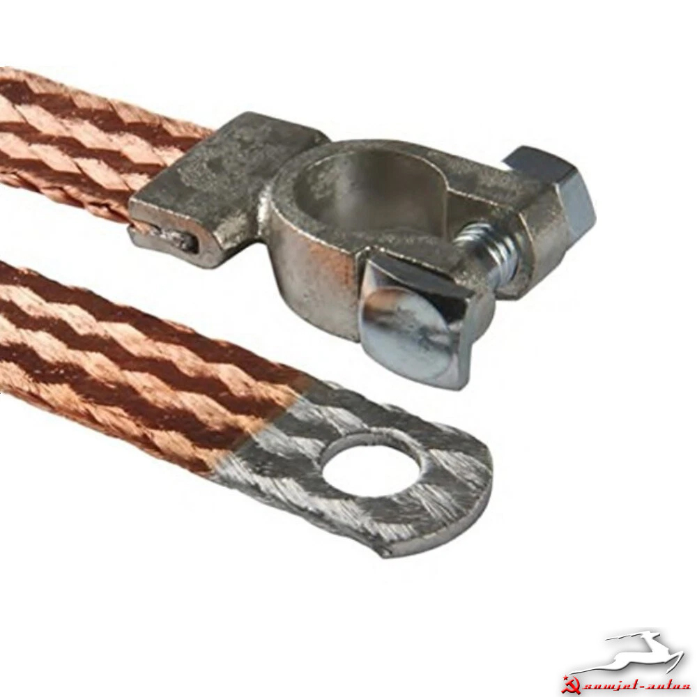 400-3724032 Batteriemasseband mit Polklemme Moskwitsch M400 / M401. Groundstrap with battery clamp Moskvich 400 / 401. Провод от аккумуляторной батареи на массу в сборе с клеммой Москвич М400 / М401.