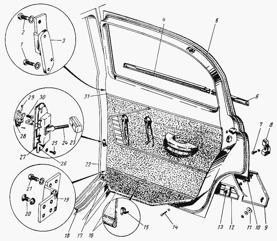 Tür hinten GAZ 21 Wolga.  Rear door GAS 21 Volga.  Дверь задняя ГАЗ 21 Волга. 