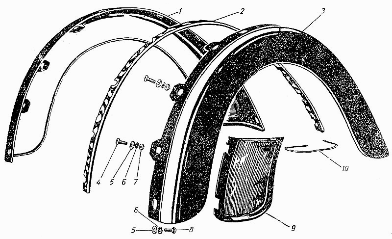 Hintere Kotflügel Moskwitsch Moskvich Mosi M400, M401, M420, Opel Kadett K38. Rear fenders Moskvich M400, M401, M420, Opel Kadett K38. Задние крылья Москвич М400, М401, М420,  Опель Кадет К38.