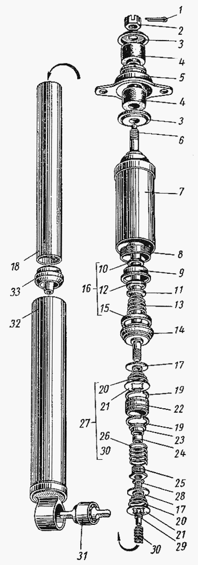 Stoßdämpfer vorne GAZ-M21 Wolga. Front Shock absorber GAS M21 Volga. Амортизаторы передней подвески ГАЗ-М21 Волга.