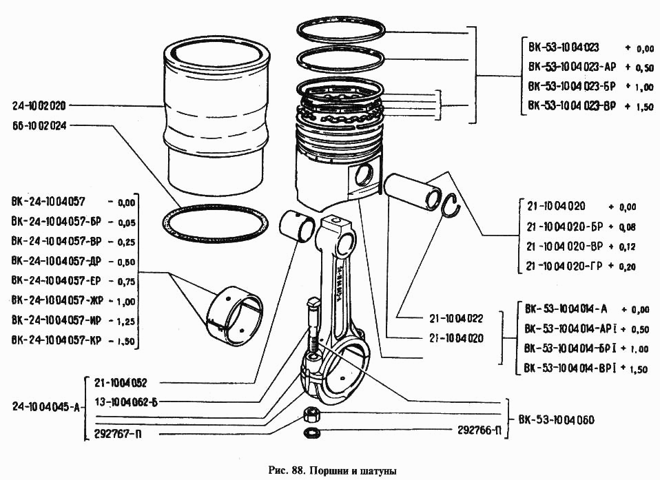 Kolben und Pleuelstange Motor GAZ 24 Wolga. Piston and Con rod engine GAS 24 Volga. Поршни и шатуны ГАЗ 24.