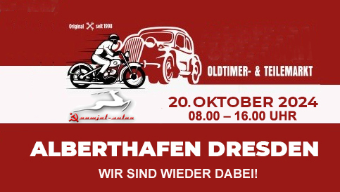 Sachsens größter Open-Air Oldtimer- & Teilemarkt im Herbst.
