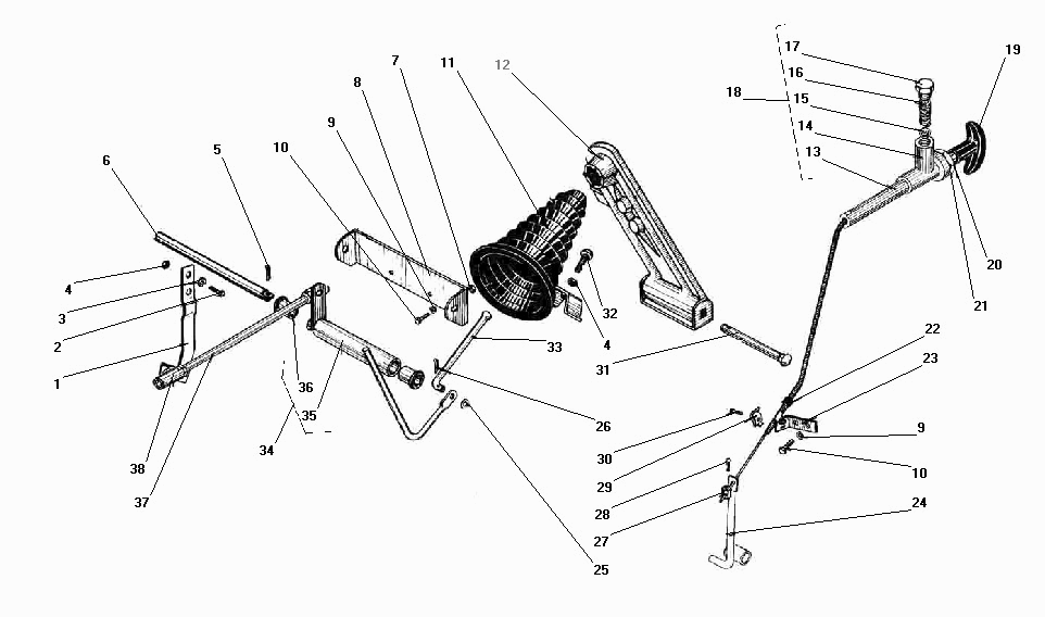 Gaspedal, Handgaszug und Gasgestänge URAL 4320. Accelerator pedal & throttle linkage URAL 4320. Привод акселератора Педаль газа УРАЛ Урал 4320.