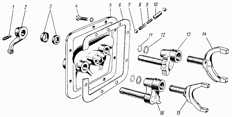 Gangschaltung GAZ-21.  Gear-shift Mechanism GAS 21.  Механизм переключения передач КПП ГАЗ М21 Волга. 