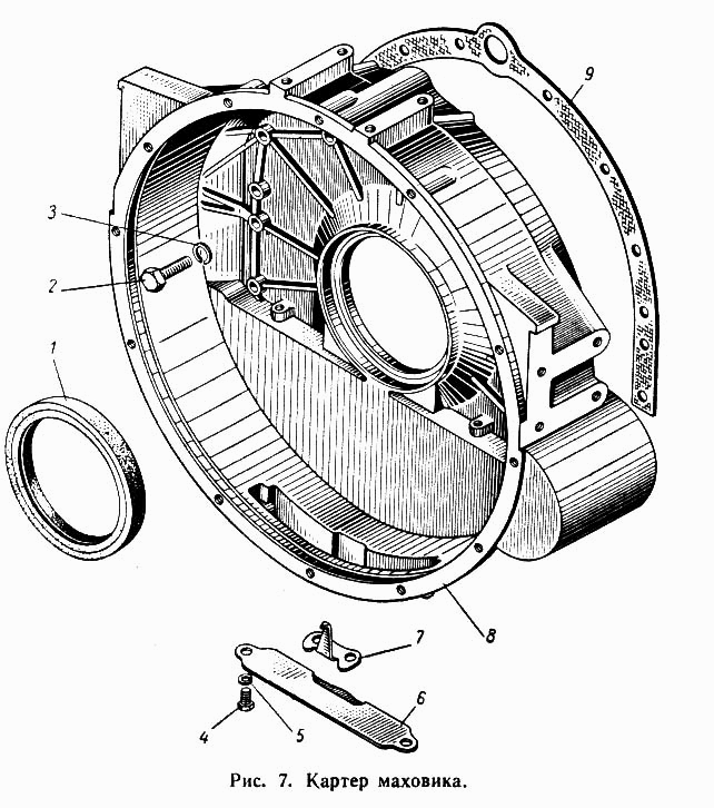 Schwungradgehäuse (gehäuse Schwungrad) Motor MAZ-500A, MAZ-503A, MAZ- 504A, MAZ-504B. Flywheel housing engine MAS 500A, MAS 503A, MAS 504A, MAS 504B. Картер маховика двигателя (мотора) МАЗ-500А, МАЗ-503А, МАЗ-504А, МАЗ-504Б. 