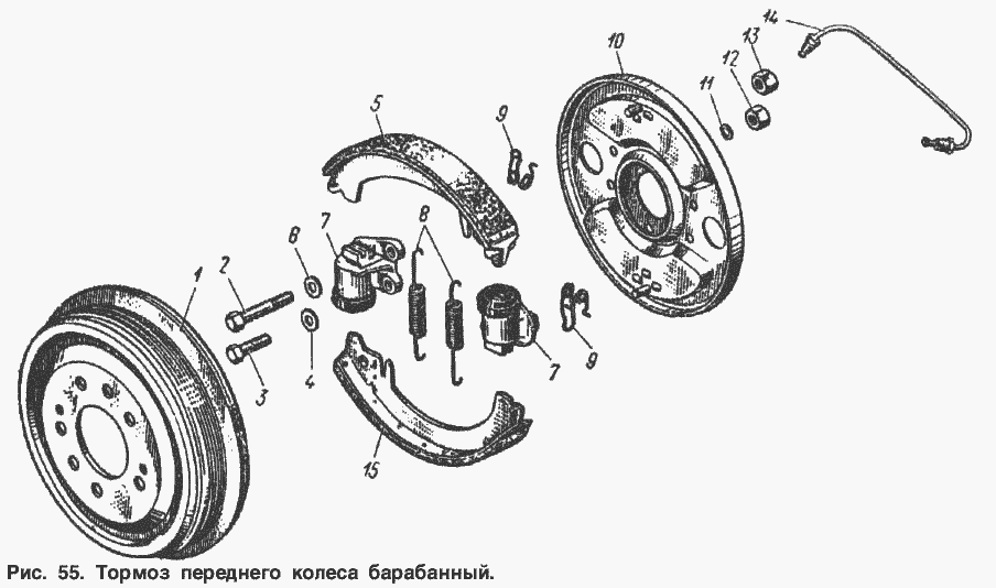 Bremse vorne Moskwitsch Moskwitch Moskwich Mosi 408 / 412 / 2140 / 2137, ISCH Izh 2715 / 427 / 434. Front brakes Moskvich Moskvitch 408 / 412 / 2140 / 2137,  Izh 2715 / 427 / 434. Передние ножные тормоза (Тормоз переднего колеса) Москвич 408  412 2140.