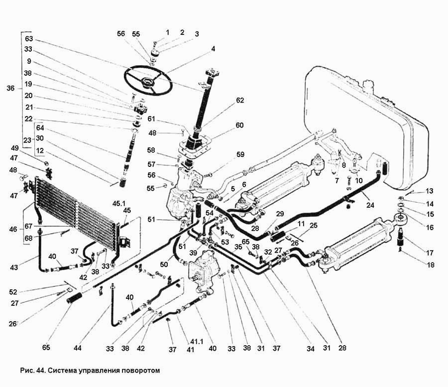 Hydraulische Lenkung (CCCP, soviet) Traktor K700, K700A Kirowez, Kirowetz. Hydraulic Steering USSR (sowjet) tractor K-700, K-700A, K-701 Kirovets, Kirovez. Управление рулевое СССР (советского) трактора К-700, К700А Кировец.