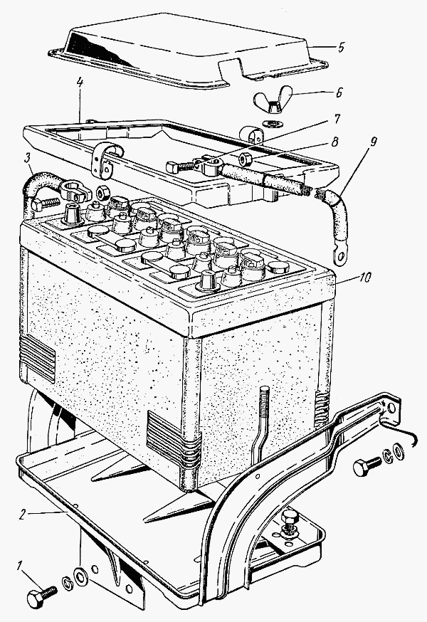 Starterbatterie Batterie GAZ-M21 Wolga. Battery GAS M-21 Volga. Аккумуляторная батарея Аккумулятор ГАЗ М-21 Волга.