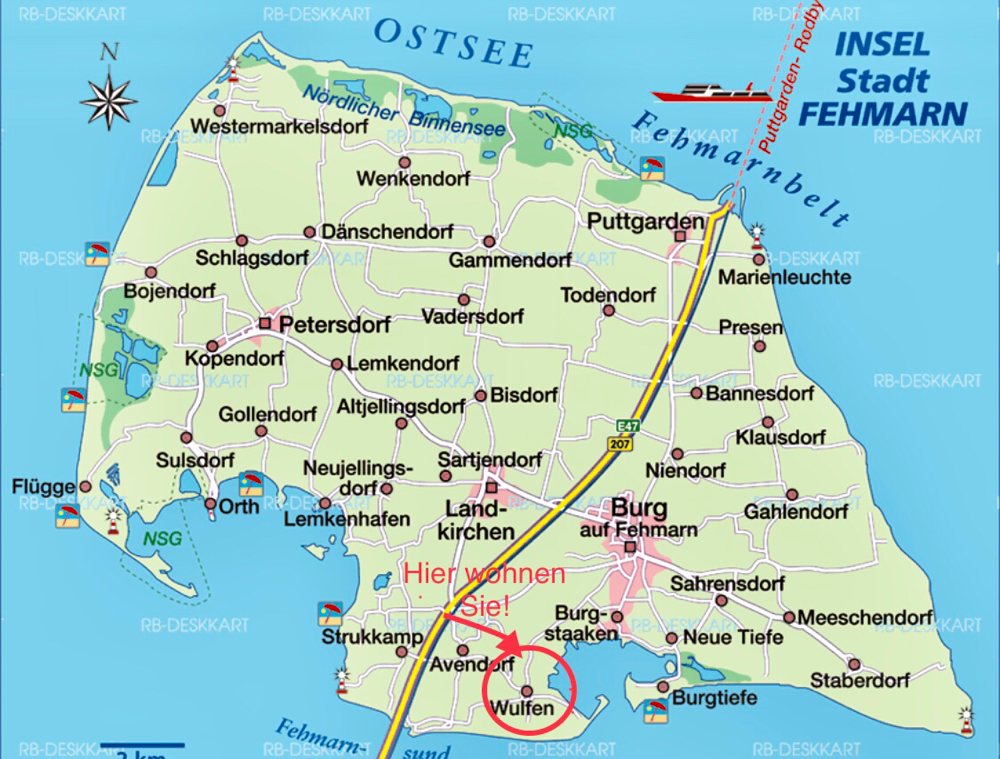 Unser Haus ist in Wulfen im Süden Fehmarns (Quelle:fehmarn.de)