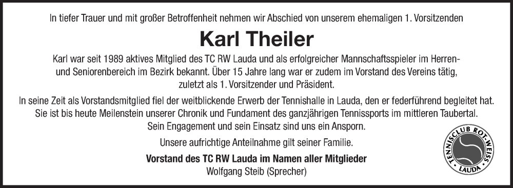 Trauer um Karl Theiler