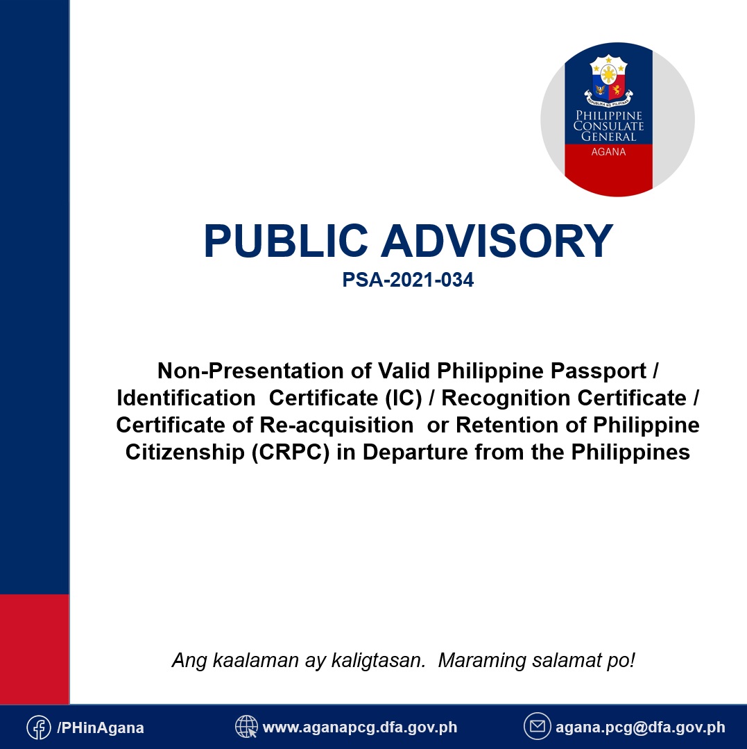 Non-Presentation of Valid Philippine Passport / Identification  Certificate (IC) / CRPC in Departure from PHL