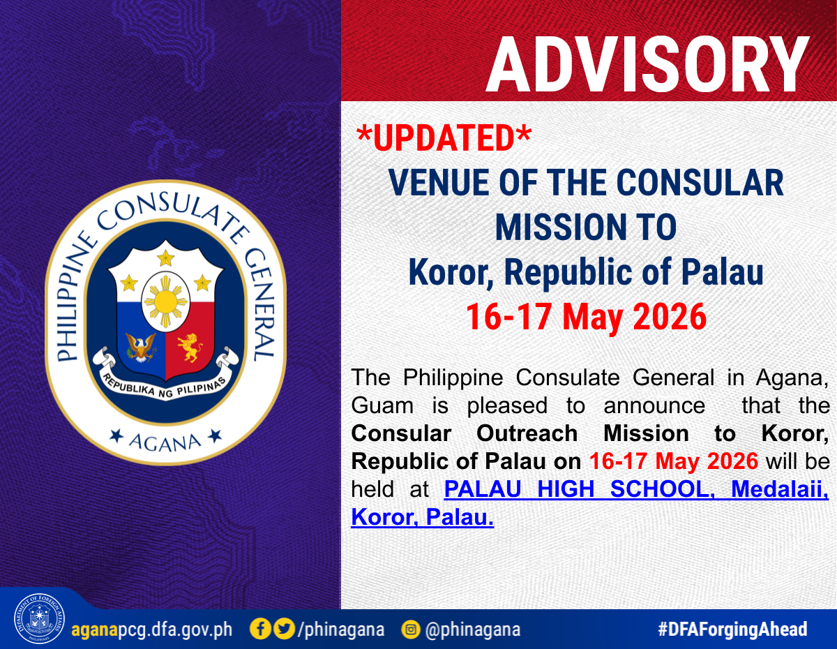 UPDATED: Consular Outreach in Palau on 16-17 May 2026