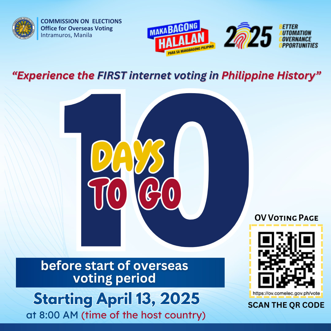 REMINDER-10 Days to Go Before Start of Overseas Voting Period