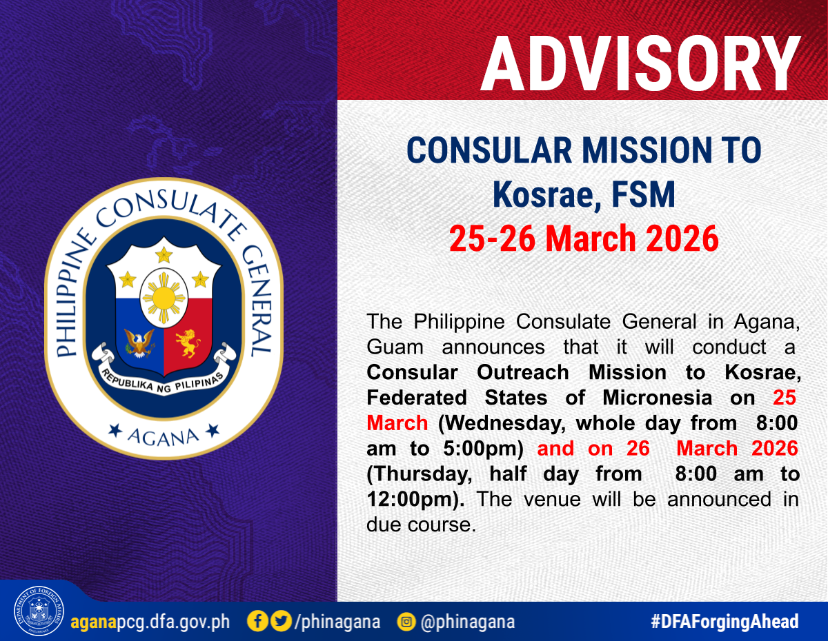Consular Outreach Mission in Kosrae, FSM, 25-26 March 2026