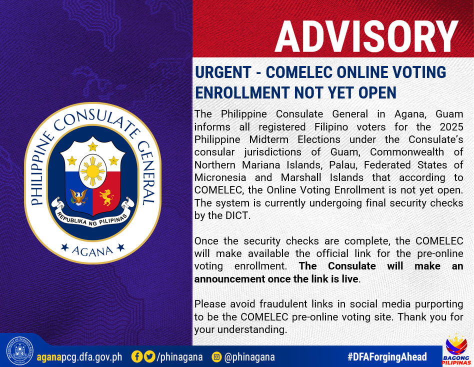 Urgent-COMELEC Online Voting Enrollment Not Yet Open