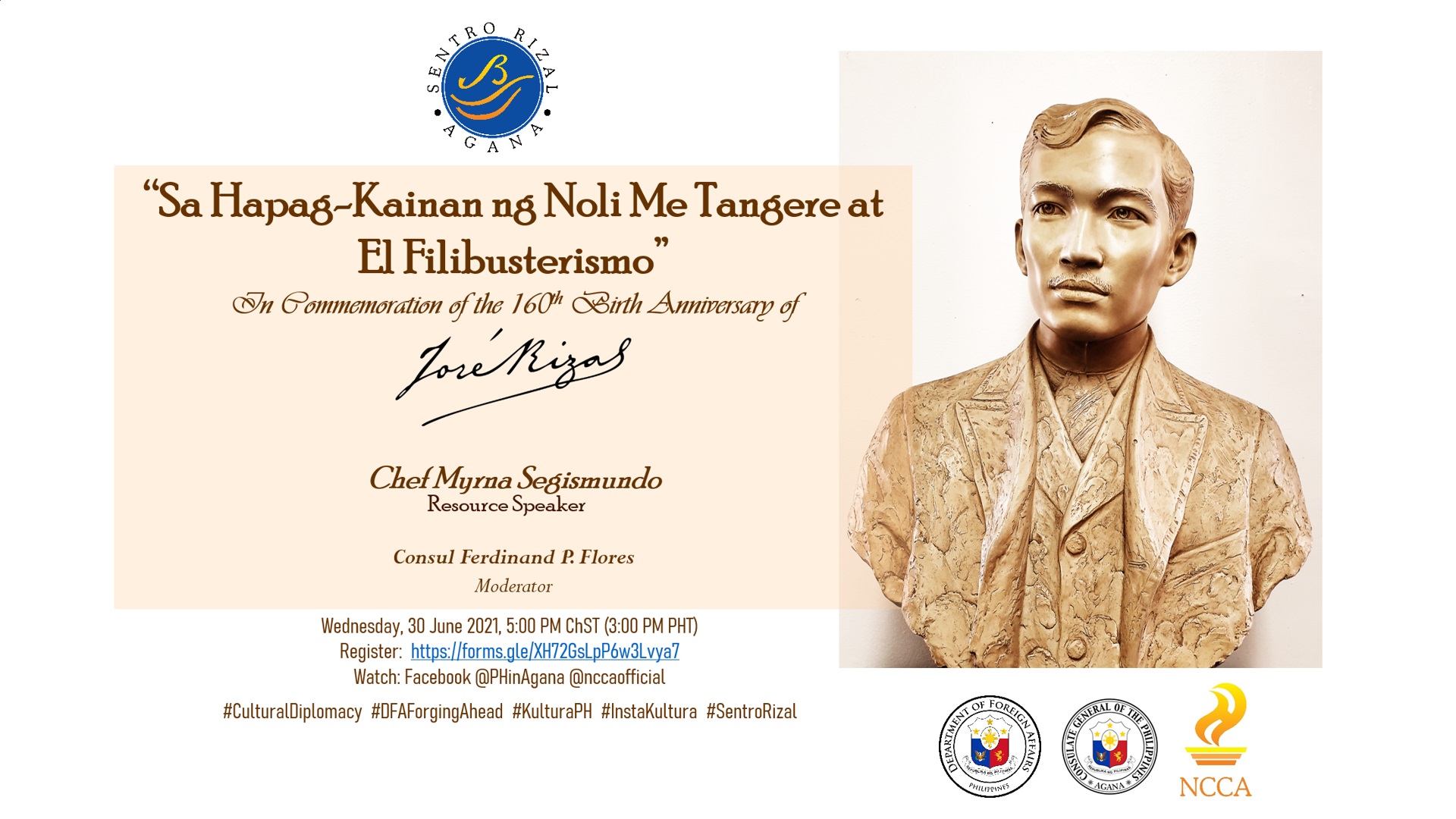 Save the Date: Sa Hapag-Kainan ng Noli Me Tangere at El Filibusterismo ni Dr. Jose P. Rizal, 30 June 2021