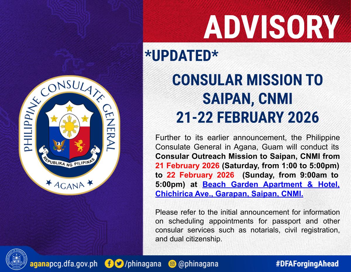 Updated: Consular Outreach Mission to Saipan, CNMI