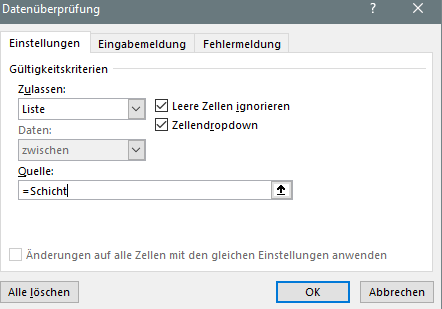 Excel Datenüberprüfung