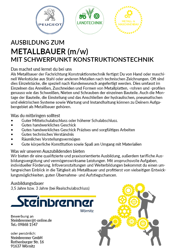 Ausbildung zum Metallbauer mit Schwerpunkt Konstruktionstechnik 