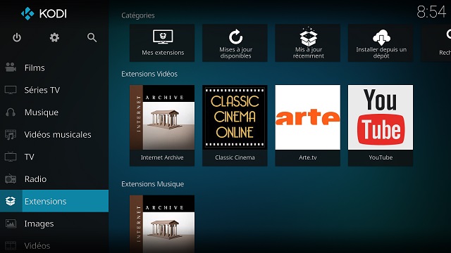 Kodi installer le plugin Internet Archive video