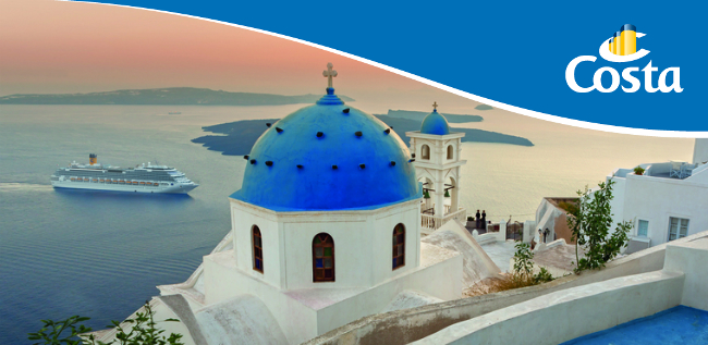 Costa Griechenland Kreuzfahrt Mykonos, Santorin, Kreta und Athen entdecken, Costa Inselhopping im Mittelmeer 2026 mit Flug