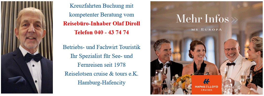 Kreuzfahrt ab Deutschland, Spanien, Italien günstig buchen | Weltreisen ab Hamburg, Barcelona, Genua |Reisebüro Reiselotsen