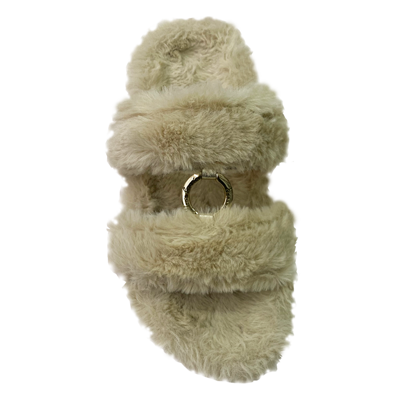 Ciabatta da donna con eco-pelliccia sintetica, modello 