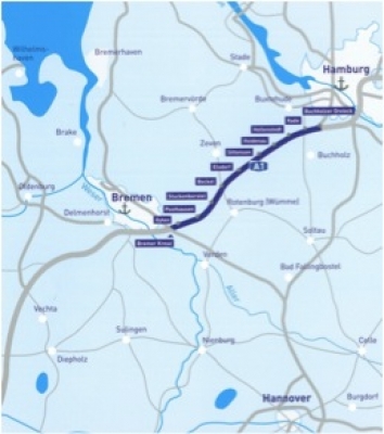 BAB A 1, Bremen - Hamburg, Streckenabschnitt AK Bremen Nord - AS Buchholz