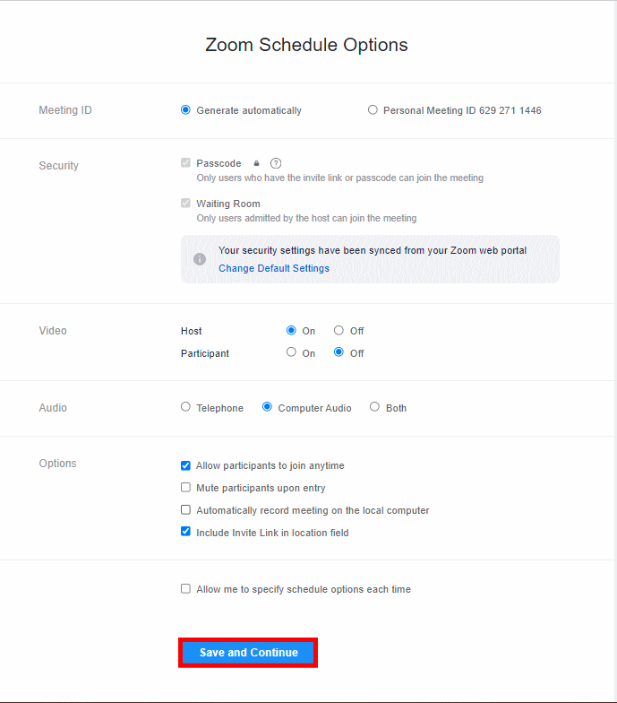 zm05_53:「Zoom Schedule Options 設定」編集ページ