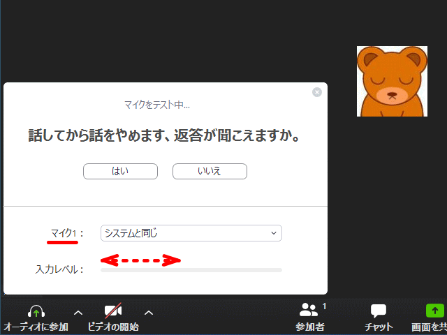 zm05_09:マイクをテスト中