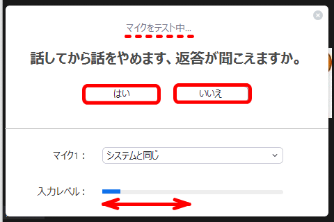 zm05_28:話した言葉が聞こえるかどうかのテスト