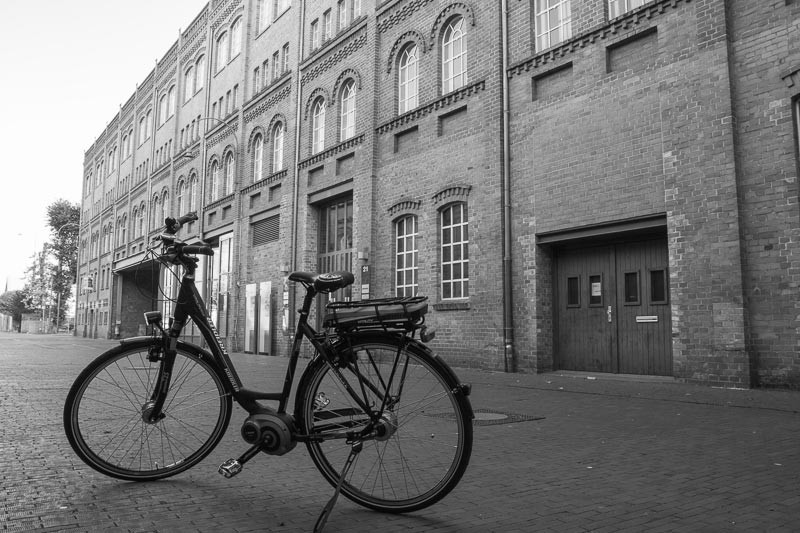 Foto: Andreas Hartwig, Bild zeigt ein Fahrrad von Zweirad Kehlenbeck auf dem Nordwolle-Gelände in Delmenhorst, Bildstrecke "unterwegs in Delmenhorst"